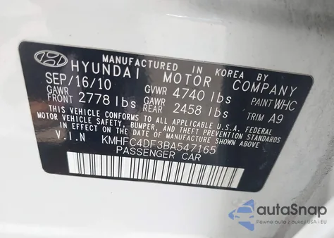 2011 Hyundai Azera Limited from USA, damaged, VIN KMHFC4DF3BA547165